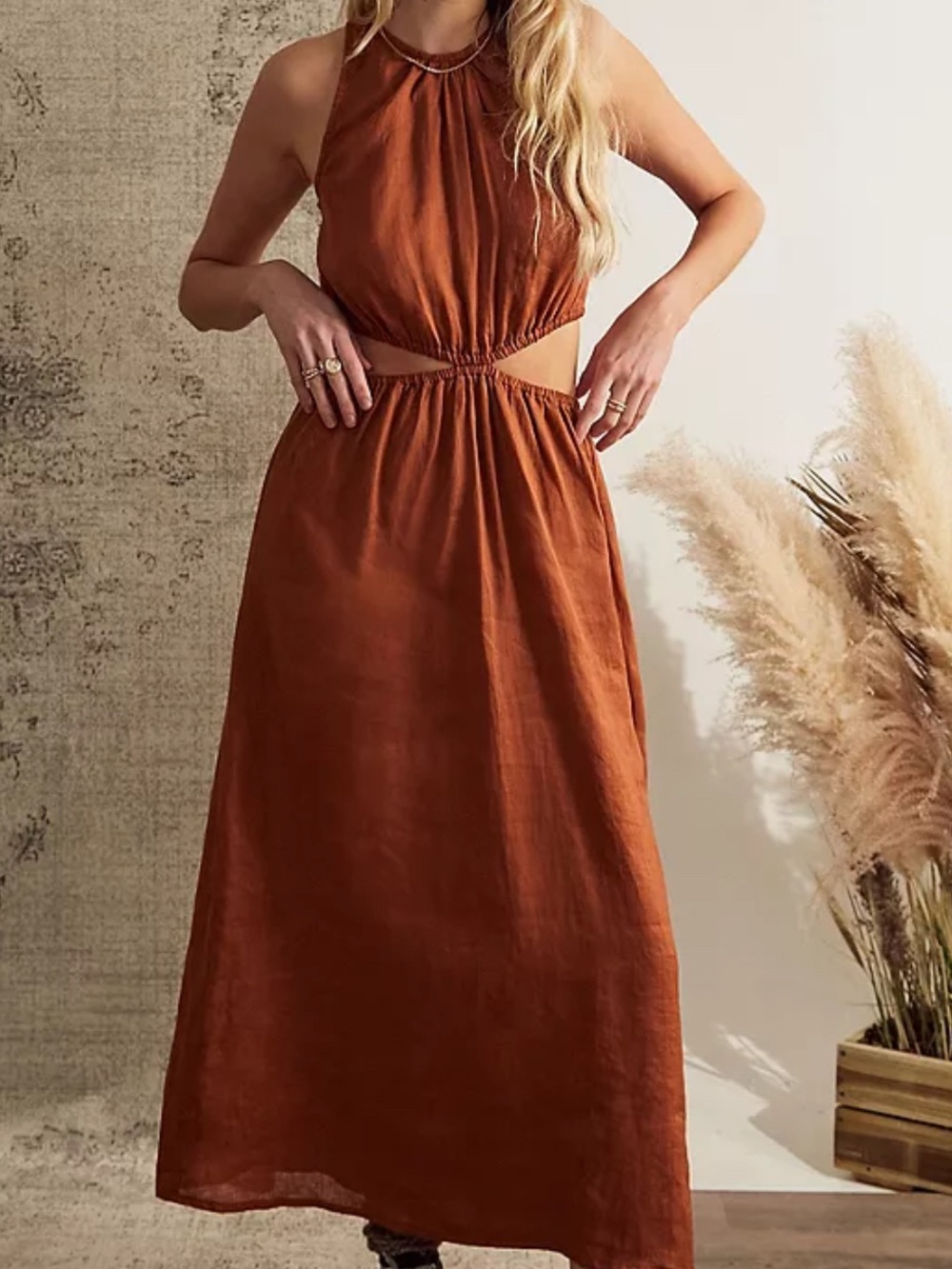 Faithfull the Brand Trepani maxi dress Rust Cutout Halter